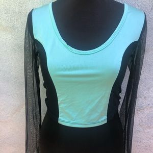 Mesh crop top mint black